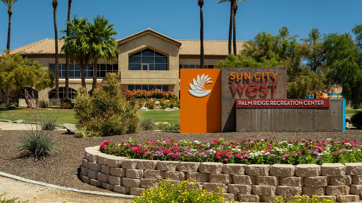 Palm Ridge Recreation Center sign in Sun City West